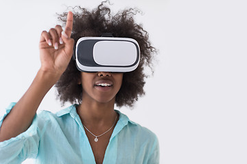 Image showing black girl using VR headset glasses of virtual reality