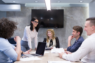 Image showing Startup Business Team At A Meeting at modern office building