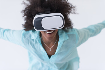 Image showing black girl using VR headset glasses of virtual reality