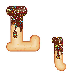 Image showing Tempting typography. Font design. 3D donut letter L glazed with 