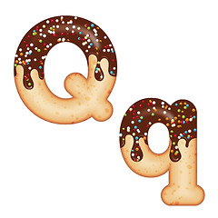 Image showing Tempting typography. Font design. 3D donut letter Q glazed with 