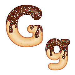 Image showing Tempting typography. Font design. 3D donut letter G glazed with 