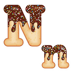 Image showing Tempting typography. Font design. 3D donut letter N glazed with 