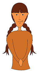 Image showing Smiling girl in yellow sweater and brown hair vector illustratio