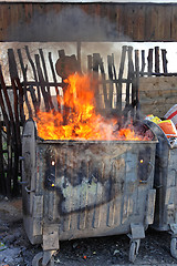 Image showing Burning Dumpster