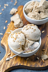 Image showing Homemade ice cream with sunflower oil and halva.