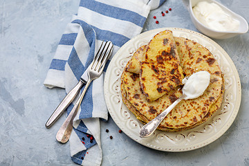 Image showing Freshly baked potato pancakes lefse.