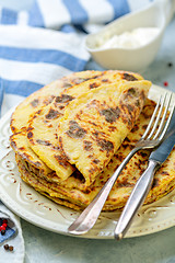 Image showing Homemade potato pancakes lefse on a plate.