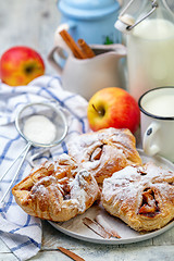 Image showing Puff pastry rolls stuffed with apples.
