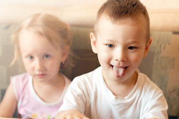 Image showing Boy and Girl Watching TV