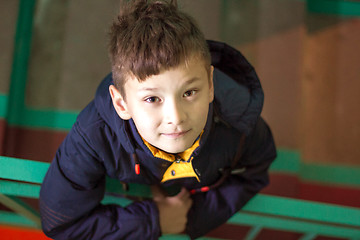 Image showing Boy with cute eyes looking at camera