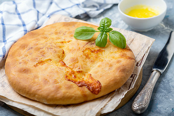 Image showing Traditional Georgian closed pie with cheese.