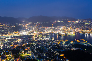 Image showing Nagasaki City in japan at night