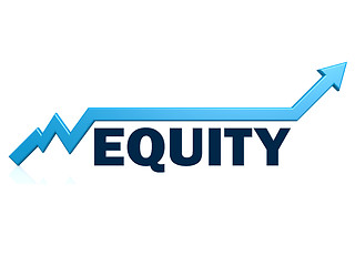 Image showing Equity word with blue grow arrow