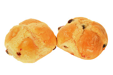 Image showing Two Hot Cross Buns over white  