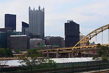 Image showing Pittsburgh Pennsylvania Downtown skyline in cloudy afternoon 