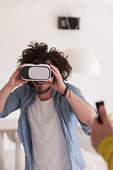 Image showing man using VR-headset glasses of virtual reality