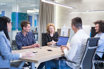 Image showing Startup Business Team At A Meeting at modern office building