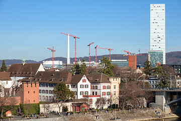 Image showing some construction cranes at Basel Swiss