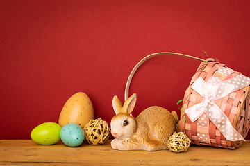 Image showing sweet easter bunny figure in a basket