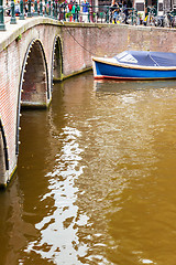 Image showing boat in the canals of Amsterdam