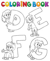 Image showing Coloring book children with letters DEFG
