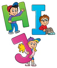 Image showing Children with letters HIJ