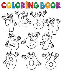 Image showing Coloring book cartoon numbers set 2