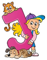 Image showing Girl and pets with letter J