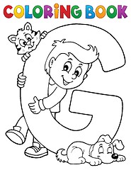 Image showing Coloring book boy and pets by letter G