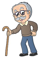 Image showing Grandpa with walking stick image 1
