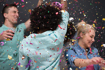 Image showing confetti party multiethnic group of people