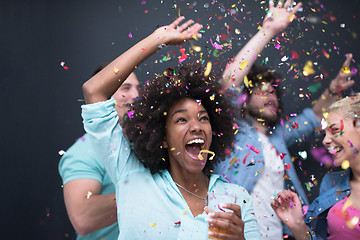 Image showing confetti party multiethnic group of people