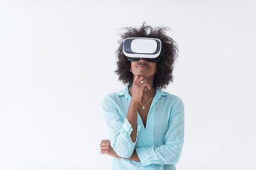 Image showing black girl using VR headset glasses of virtual reality