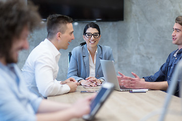 Image showing Startup Business Team At A Meeting at modern office building