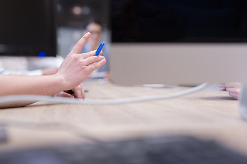 Image showing businessman hand using pen