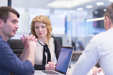 Image showing Startup Business Team At A Meeting at modern office building