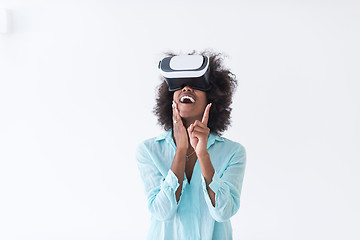 Image showing black girl using VR headset glasses of virtual reality