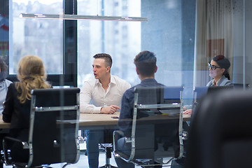 Image showing Startup Business Team At A Meeting at modern office building