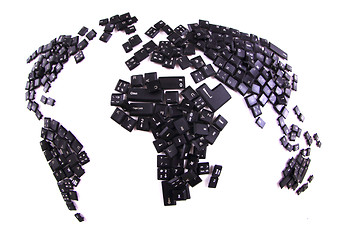 Image showing black keyboard keys as world map