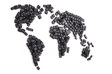 Image showing black keyboard keys as world map