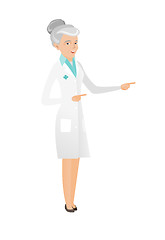 Image showing Senior caucasian doctor pointing to the side
