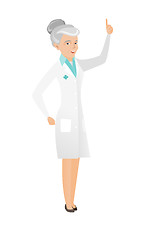 Image showing Caucasian doctor pointing with her forefinger.