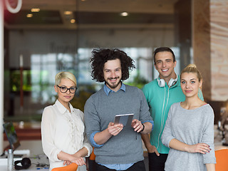 Image showing group of Business People Working With Tablet in startup office