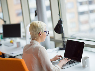 Image showing businesswoman using a laptop in startup office