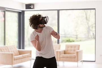 Image showing man using VR-headset glasses of virtual reality