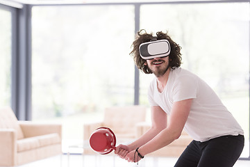 Image showing man using VR-headset glasses of virtual reality