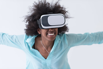 Image showing black girl using VR headset glasses of virtual reality