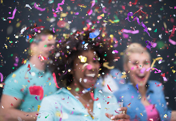 Image showing confetti party multiethnic group of people