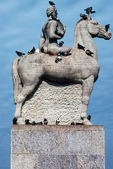 Image showing  Monument of a naked women on horse